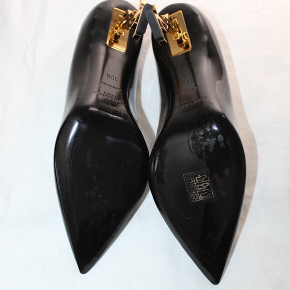 NWOB YSL Saint Laurent Opyum Logo Heel Patent Leather Pumps Heels 38.5 - Picture 9 of 9